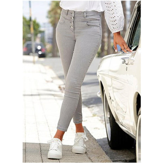 Damen Slim Fit Jeans mit Knopfleiste Stalluxe