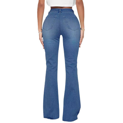 Damen Flared Jeans mit eleganten Perlenapplikationen Stalluxe