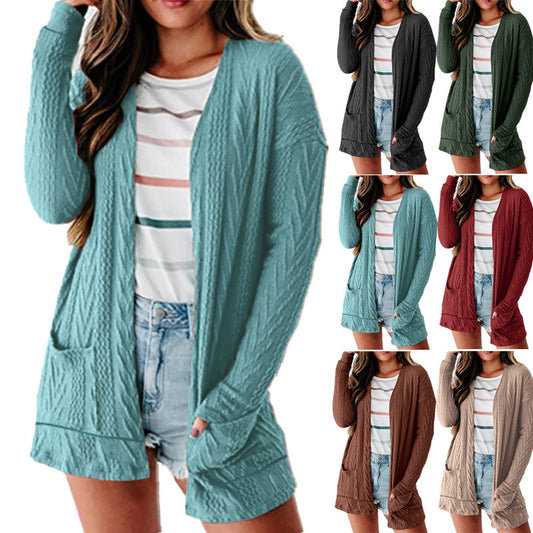 Damen luftige Strickjacke mit Taschen und modernem Design Stalluxe