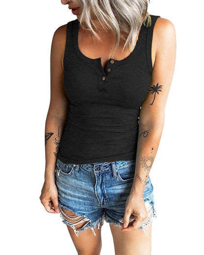 Damen Rippstrick Knopf-Oben Tank Top Stalluxe