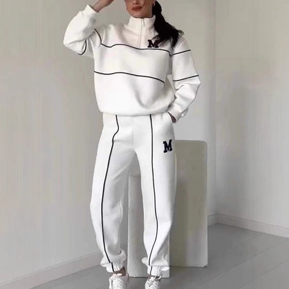 Damen sportlicher Lounge-Anzug mit hohem Kragen und elastischem Bund Stalluxe