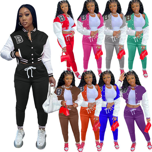 Damen Sportliches Set mit cropped Jacke und bequemen Jogginghosen Stalluxe