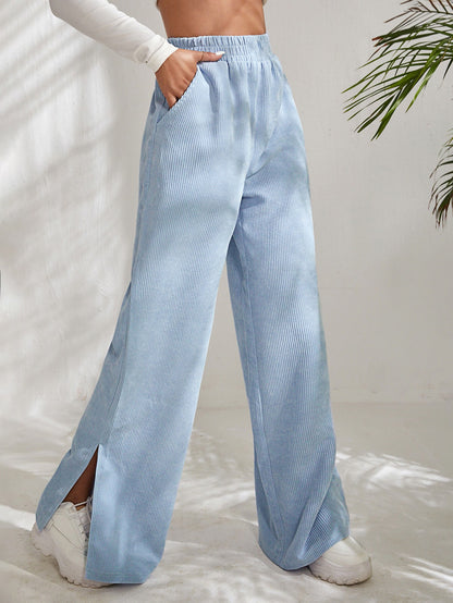 Women's Ribbed Wide-Leg Trousers Stalluxe