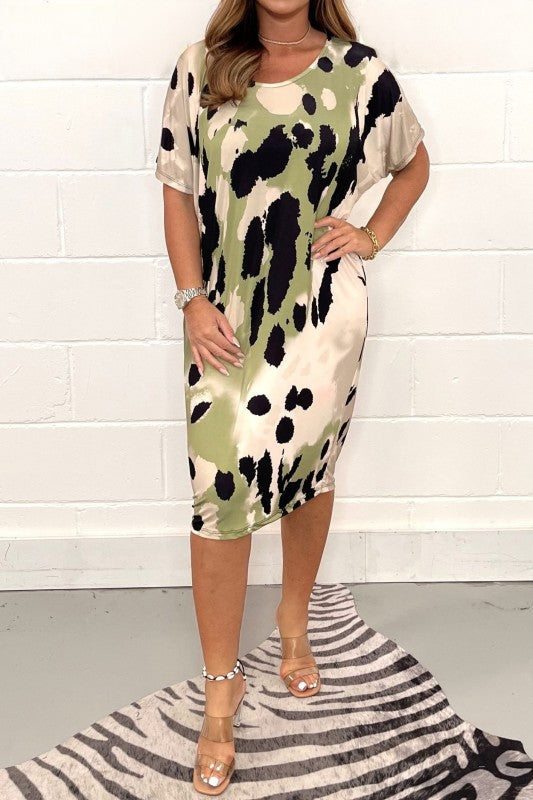 Damen Midikleid mit modernem Animal-Print und weichem Stretchmaterial Stalluxe