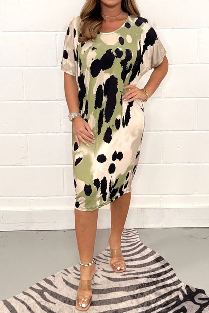Damen Midikleid mit modernem Animal-Print und weichem Stretchmaterial Stalluxe