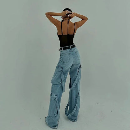 Damen Cargo-Jeans mit einzigartigen Applikationen und auffälligem Design Stalluxe
