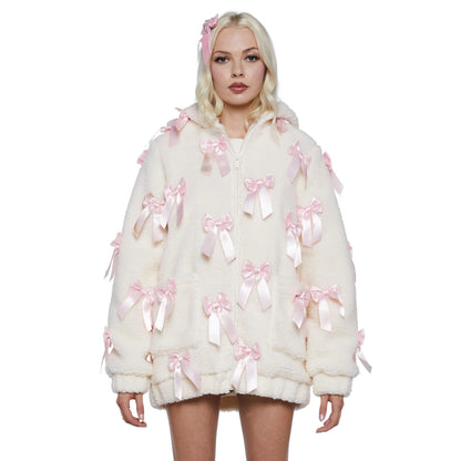 Damen Fleecejacke mit aufwendigen Satinschleifen Stalluxe