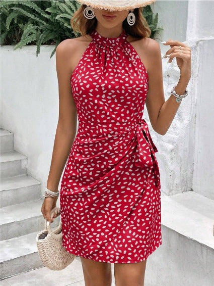 Damen Wickelkleid mit hoher Taille und elegantem Halterneck Stalluxe