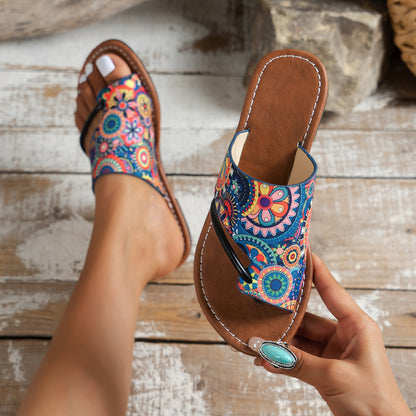 Damen Bunte Zehentrenner Sandalen Stalluxe