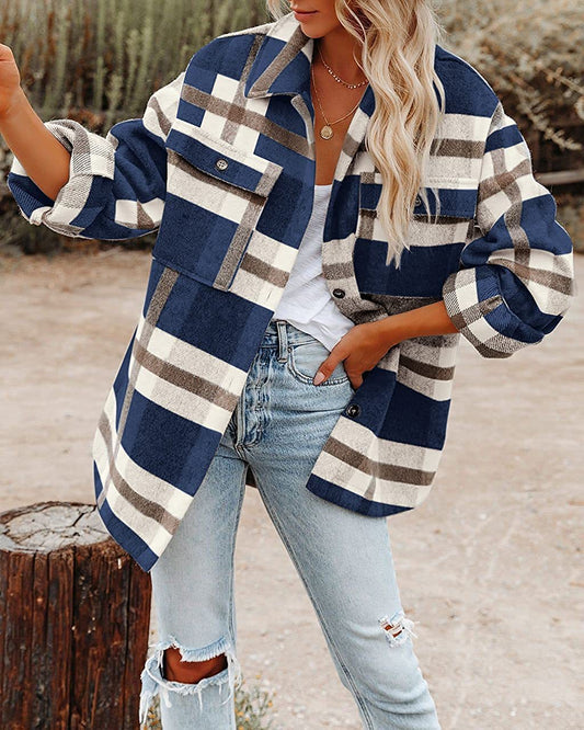 Damen Flanell-Hemdjacke im Karomuster Stalluxe