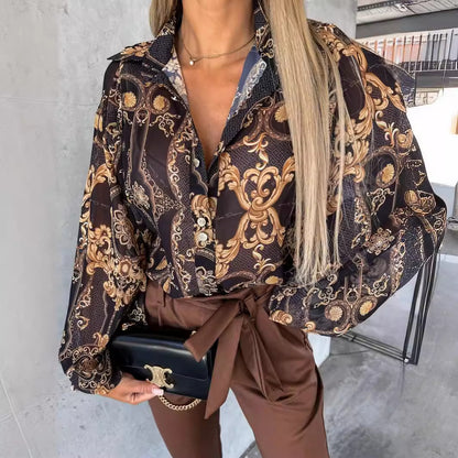 Damen Modebluse mit voluminösen Ärmeln und elegantem Print Stalluxe