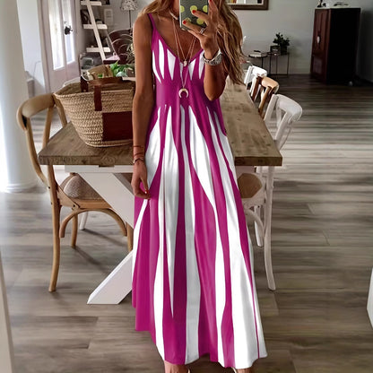 Damen Maxikleid mit modischem Streifenmuster Stalluxe