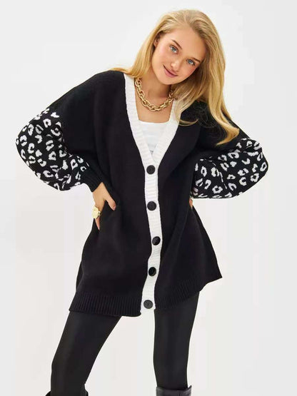 Damen Großer Cardigan mit tierischem Muster und Knopfdetails Stalluxe