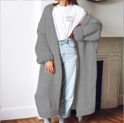 Damen Großer Strickmantel mit tiefen Taschen und voluminösen Ärmeln Stalluxe