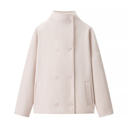 Damen modische Jacke mit hohem Kragen und doppelter Knopfleiste Stalluxe