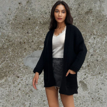 Damen strickjacke im lässigen Oversized-Stil Stalluxe Schwarz