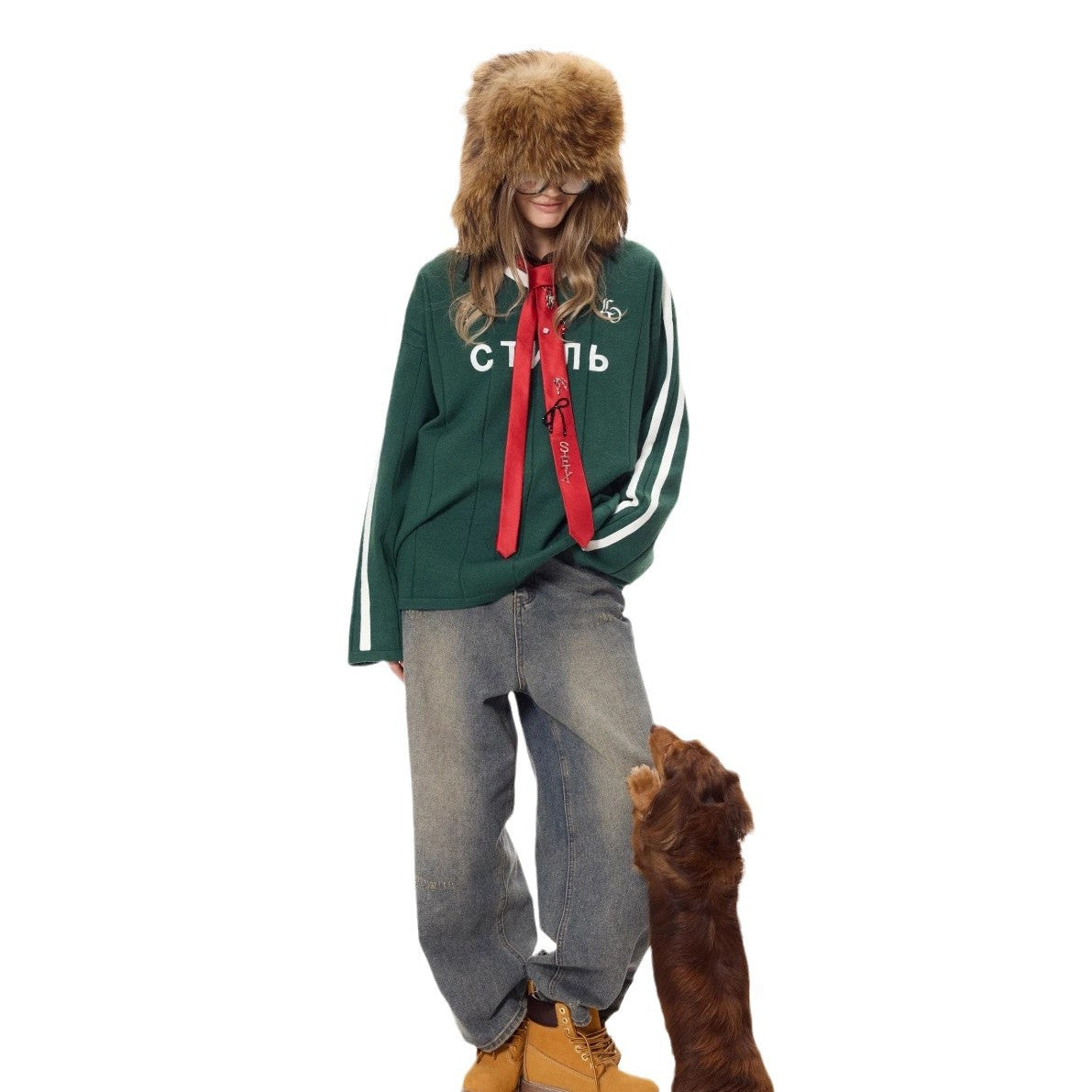 Damen Oversized Sweatshirt mit sportlichem Schriftzug Stalluxe