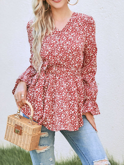Damen Ausgestellt Bluse mit floralem Design und Rüschendetails Stalluxe