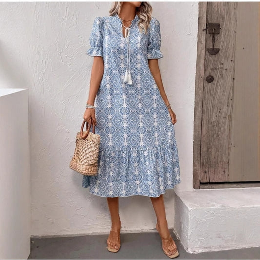 Damen Sommerliches Tunika-Kleid mit eleganten Schnüroptionen Stalluxe