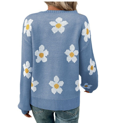 Damen Strickpullover mit floralen Akzenten und weitem Schnitt Stalluxe