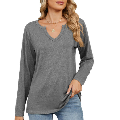 Damen Langarmshirt mit modischem V-Ausschnitt und lässiger Passform Stalluxe