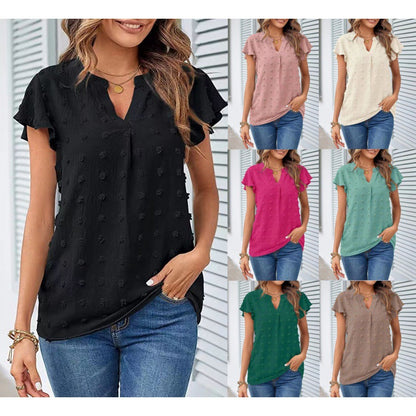 Damen Verspielte Bluse mit Rüschendetails und Strukturmuster Stalluxe