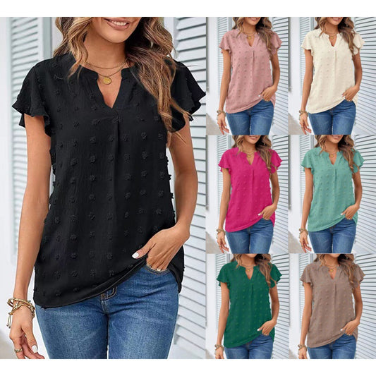 Damen Verspielte Bluse mit Rüschendetails und Strukturmuster Stalluxe