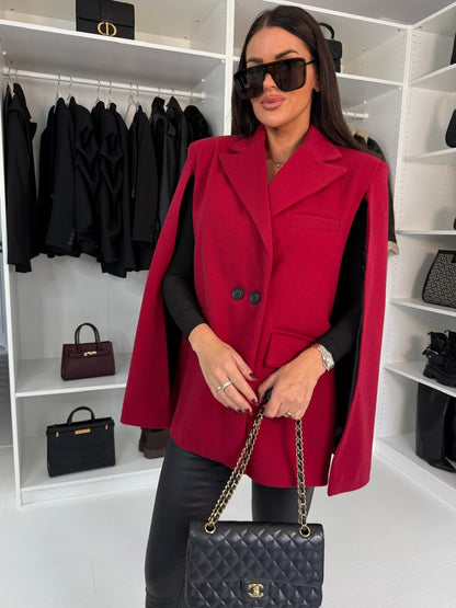 Damen Eleganter Cape-Blazer mit doppelter Knopfleiste und klaren Linien Stalluxe