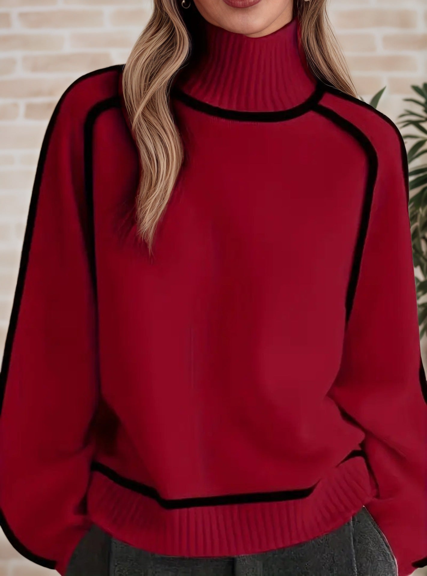 Damen Pullover mit hohem Kragen und modernen Strukturdetails Stalluxe