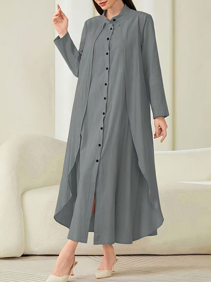 Damen Midi-Kleid mit fließendem Schnitt und Knopfleiste Stalluxe