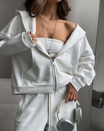 Damen lässiger Oversized Kapuzenpullover und weit geschnittene Jogginghose Set Stalluxe