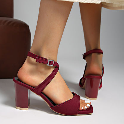 Damen Elegante Sandalen mit verstellbarem Riemen und schickem Blockabsatz Stalluxe