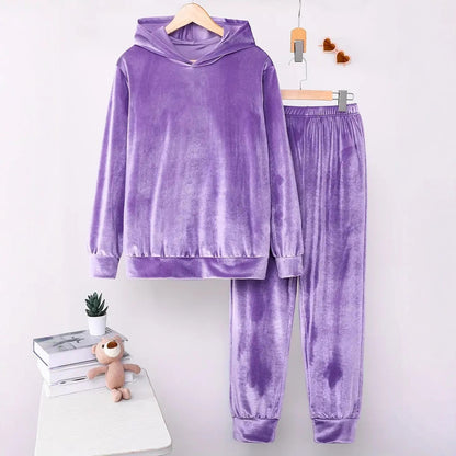 Damen Fleece-Loungewear Set mit Hoodie und elastischen Säumen Stalluxe