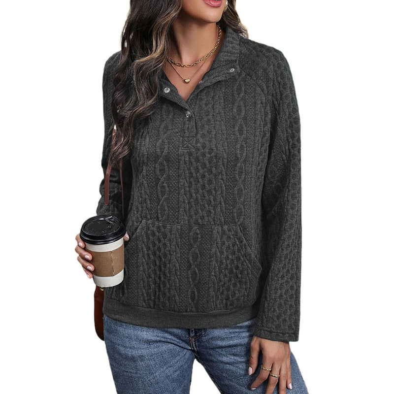 Damen modische Kapuzenpullover mit Knopfleiste und Kängurutasche Stalluxe