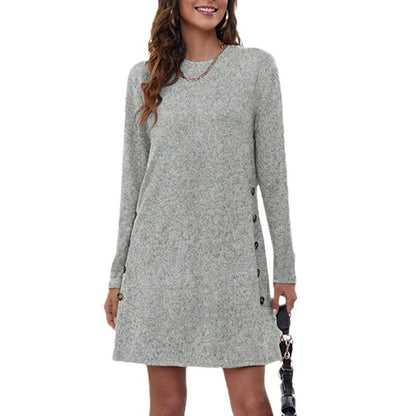 Damen Sweatkleid mit eleganter Knopfleiste und modernem Schnitt Stalluxe