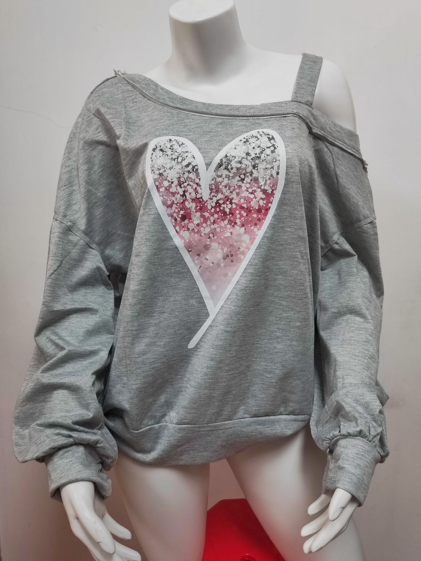 Damen Oversized Sweatshirt mit herzförmigem Glitzer-Print und lässigem Schnitt Stalluxe