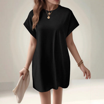 Damen lässiges T-Shirt Kleid mit tiefen Seitentaschen und bequemem Schnitt Stalluxe