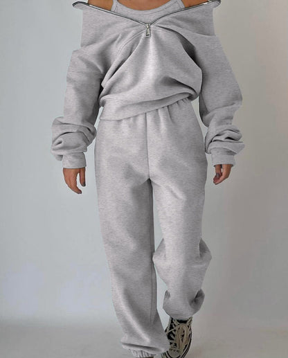 Damen Hochwertiger Zip-Pullover mit hohem Kragen und weicher Innenseite Stalluxe