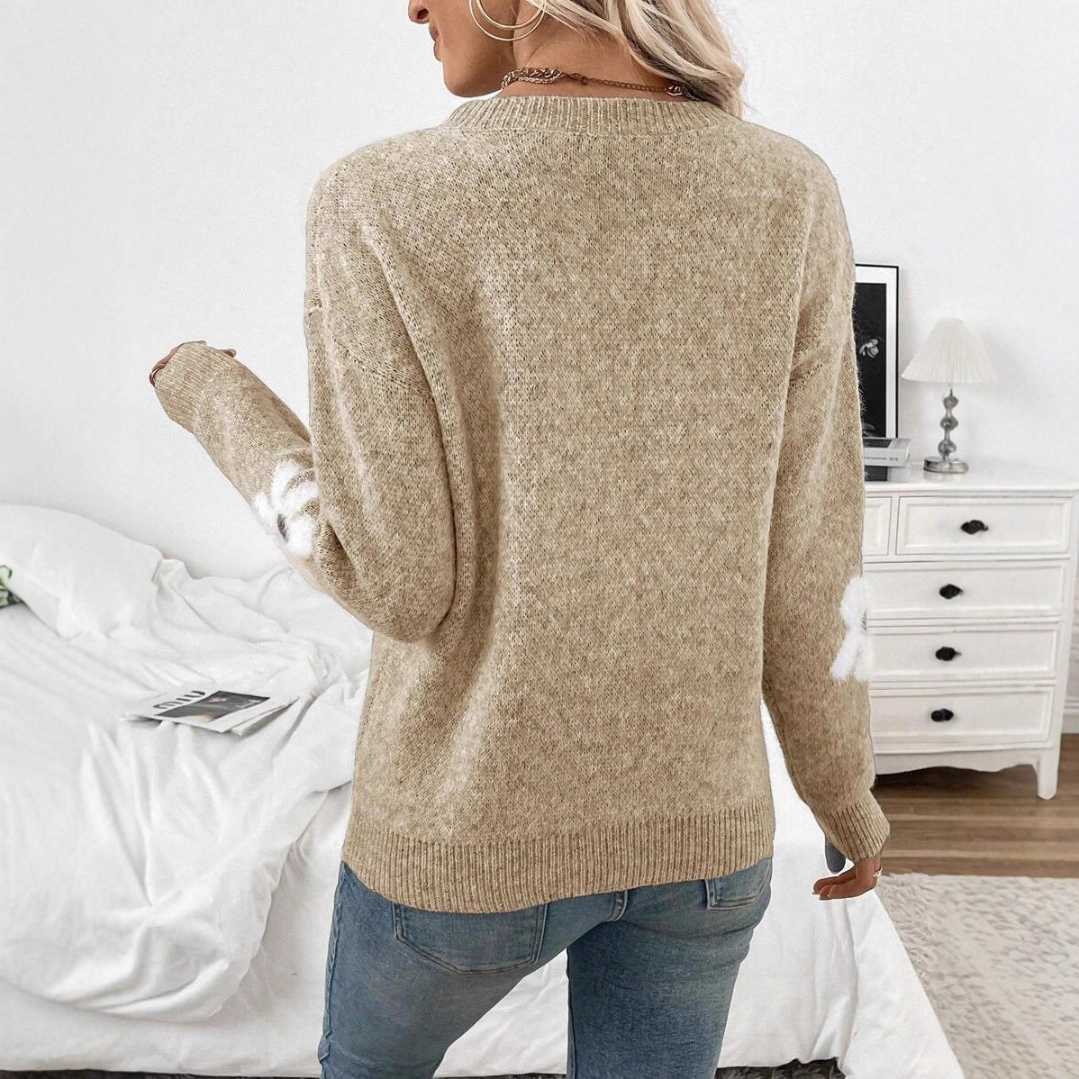 Damen Strickpullover mit floralem Design und Rundhalsausschnitt Stalluxe