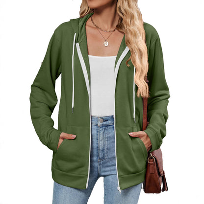 Damen Kapuzenjacke mit seitlichen Eingrifftaschen und kontrastierenden Reißverschlüssen Stalluxe