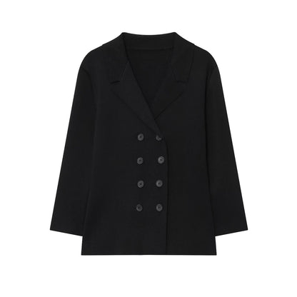 Damen modische Doppelknopf-Jacke mit elegantem Schnitt und breitem Revers Stalluxe
