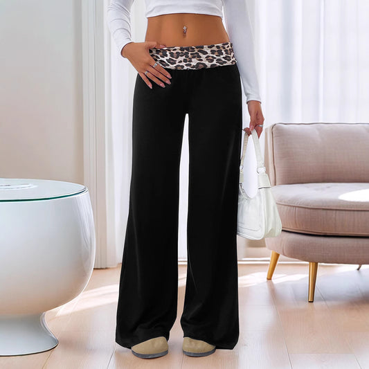 Damen weite Lounge-Hose mit modischem Animal-Print Bund Stalluxe