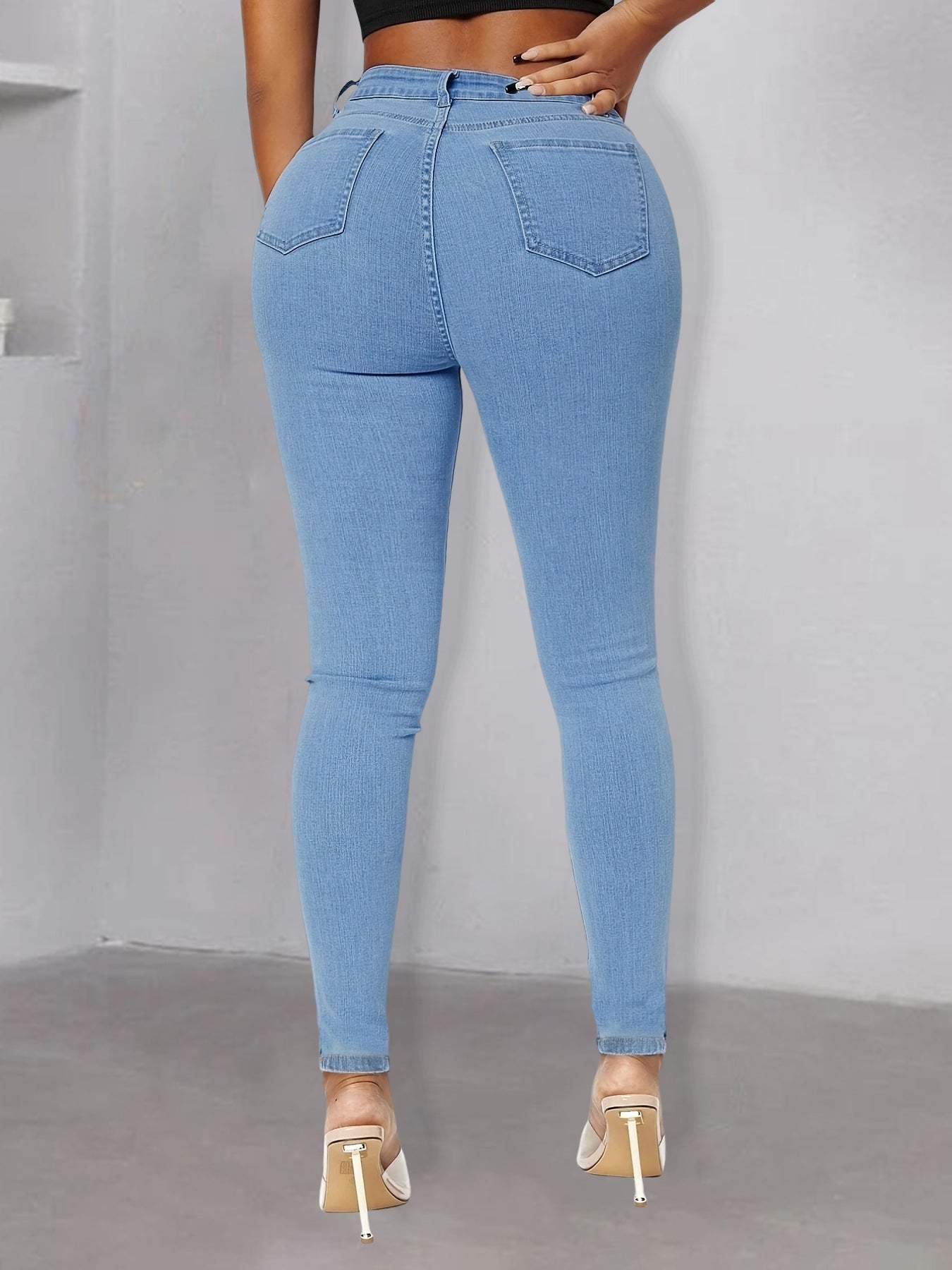 Damen figurbetonte Jeans mit modischen Perlenapplikationen Stalluxe