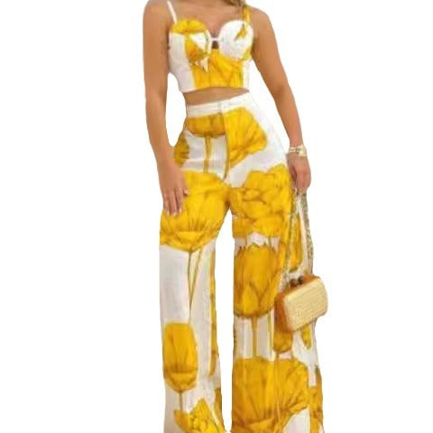 Damen Zweiteiliges Set mit Blumendesign und weitem Schnitt Stalluxe
