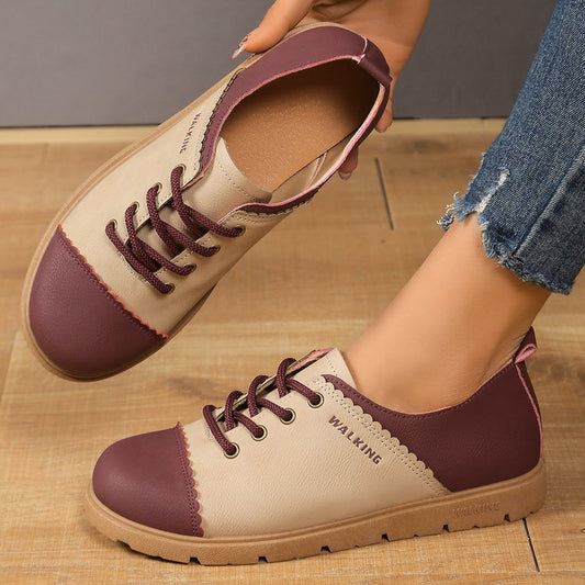 Damen modische Sneaker mit farblich abgesetzter Zehenkappe und eleganter Schnürung Stalluxe