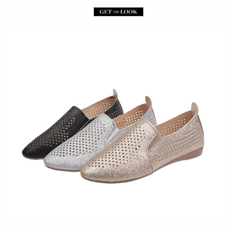 Damen elegante Slipper mit glitzerndem Obermaterial und atmungsaktiven Perforationen Stalluxe
