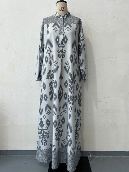 Damen Maxi-Kleid mit feinem Muster Stalluxe