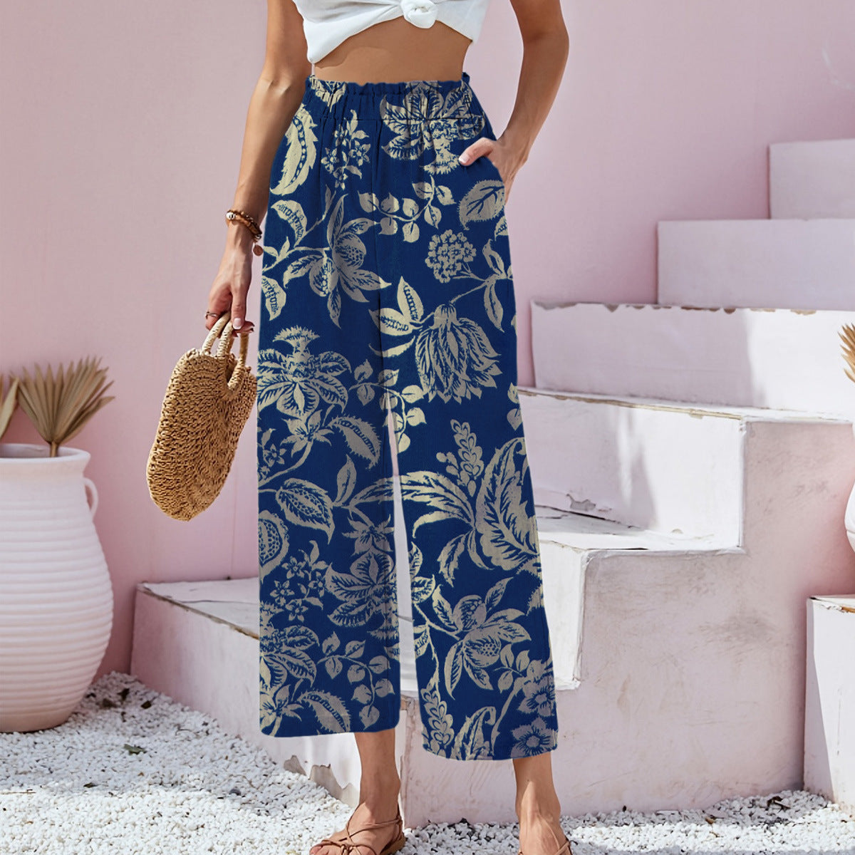 Damen Stylische, weite Blumenhose Stalluxe