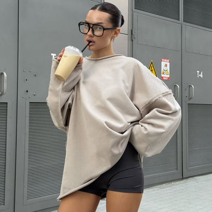 Damen Oversize Sweatshirt mit asymmetrischem Schnitt Stalluxe