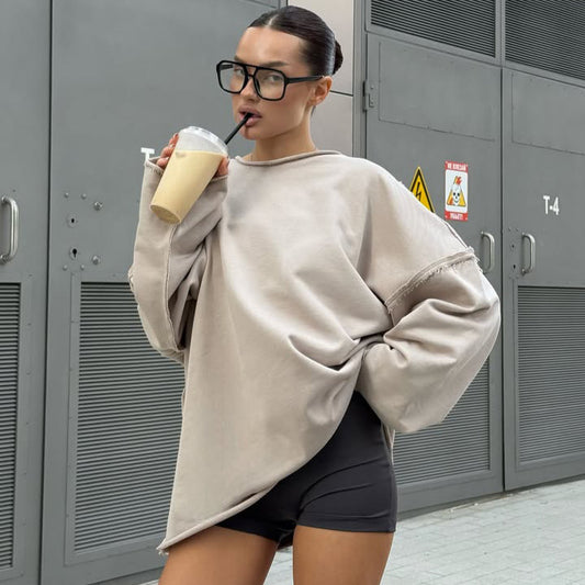 Damen Oversize Sweatshirt mit asymmetrischem Schnitt Stalluxe